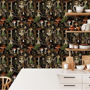 Mushroom Decorative Vinyl Peel and Stick Wallpaper